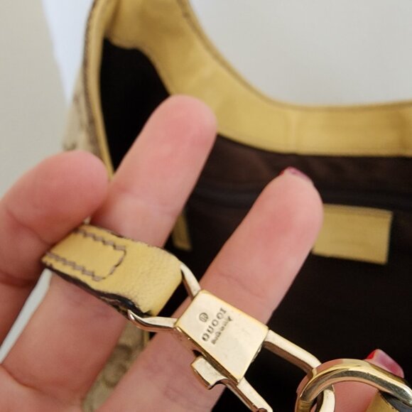 Gucci GG Canvas Abbey Line Purse Brown Beige Monogram Shoulder Bag Purse - Picture 7 of 16